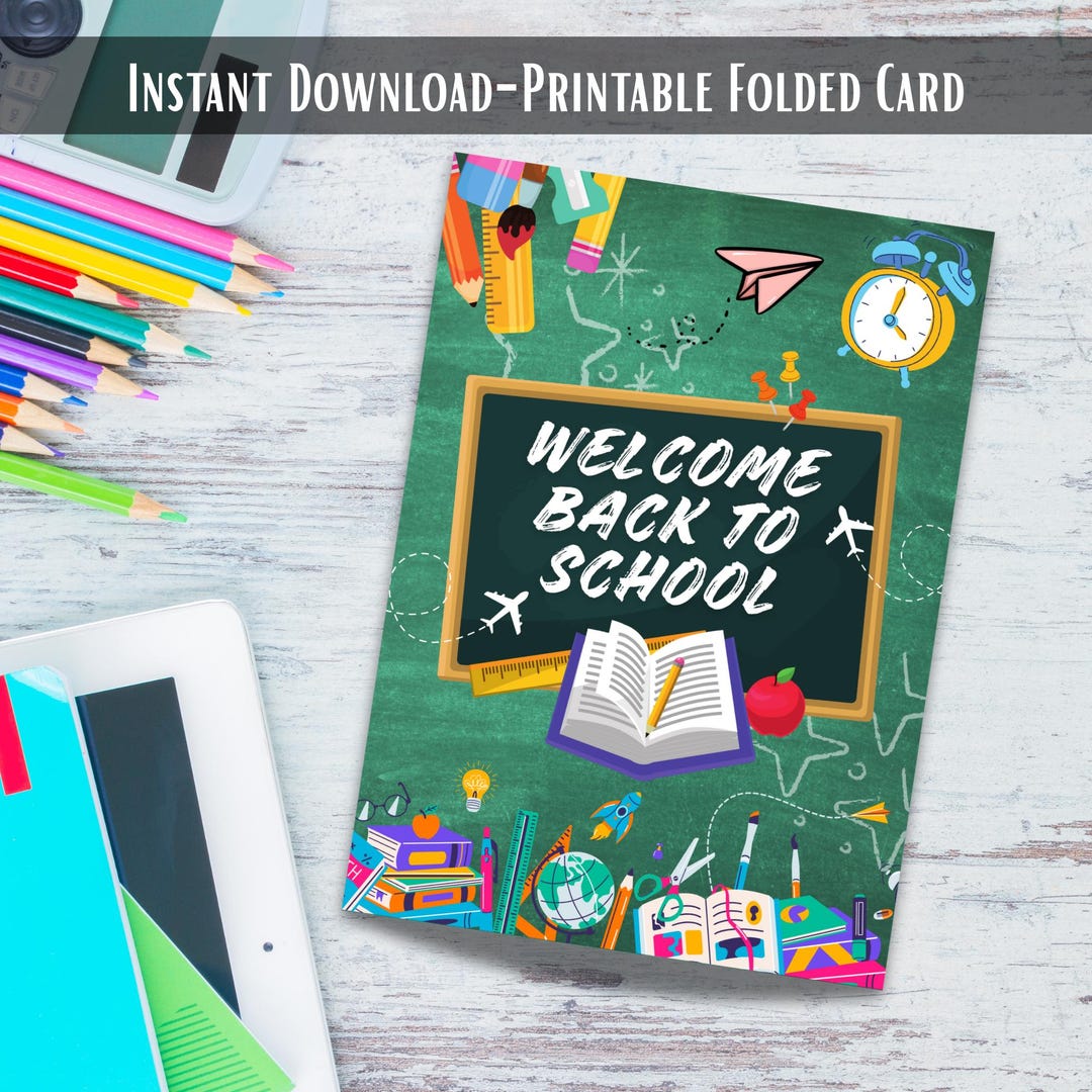 Printable Blackboard Back to School Greeting Card New School Year ...