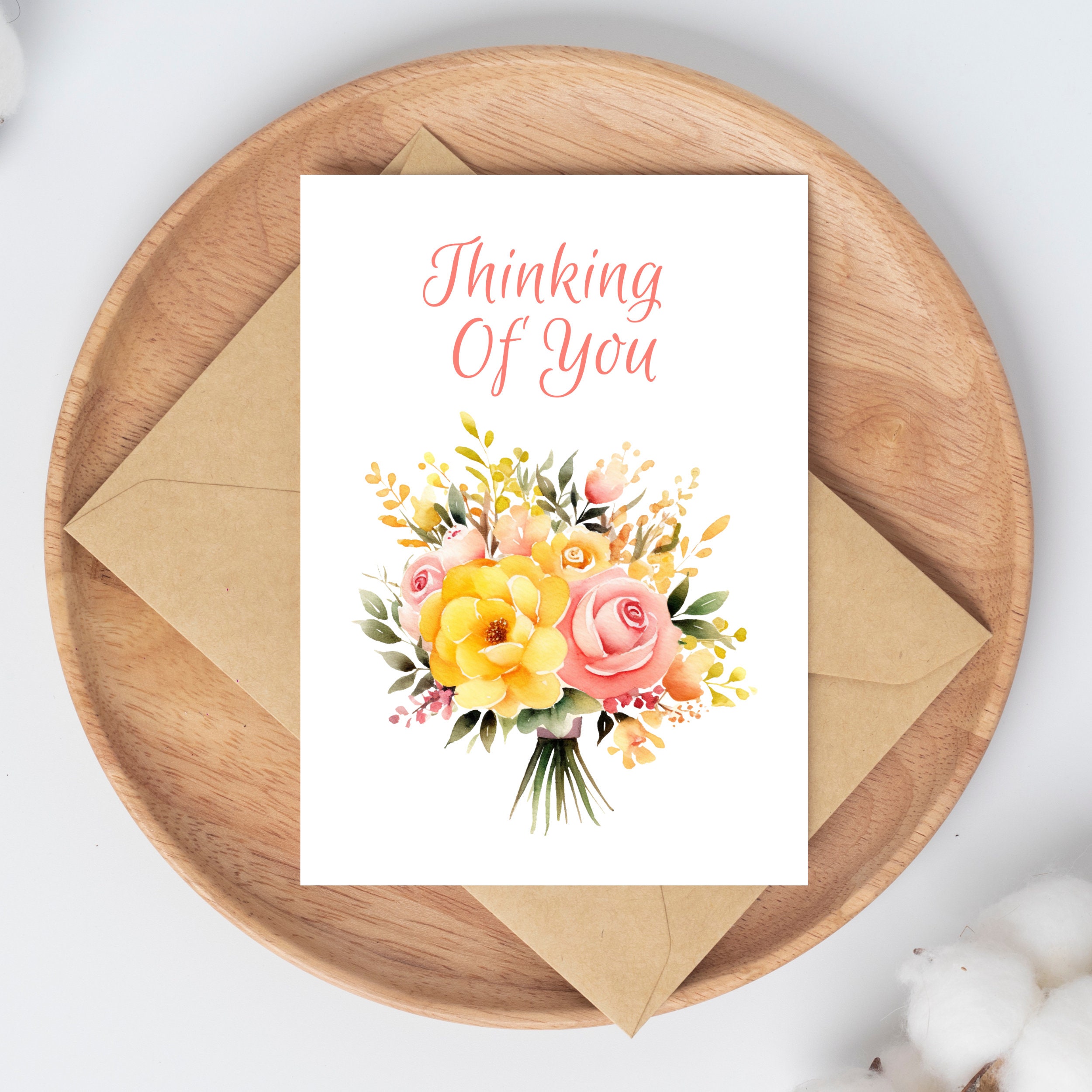 Floral Thinking of You Folded Gift Card Printable Sympathy Greeting ...