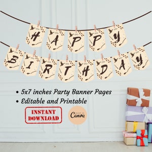 Wizard Happy Birthday Party Banner Template | Editable Printable Wizardry School Birthday Decor, Magic School Banner Garland