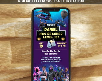 Electronic Fort Game Birthday Party Invitation Card Template | Editable, Digital Video Game Birthday Party | Gamer Party Invite | Kids Party