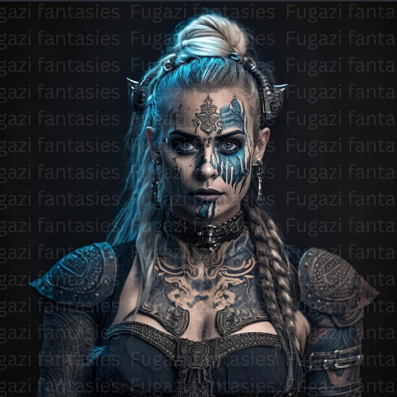 Viking Shield Maiden, Barbarian Woman Portrait, Warrior Wall Art