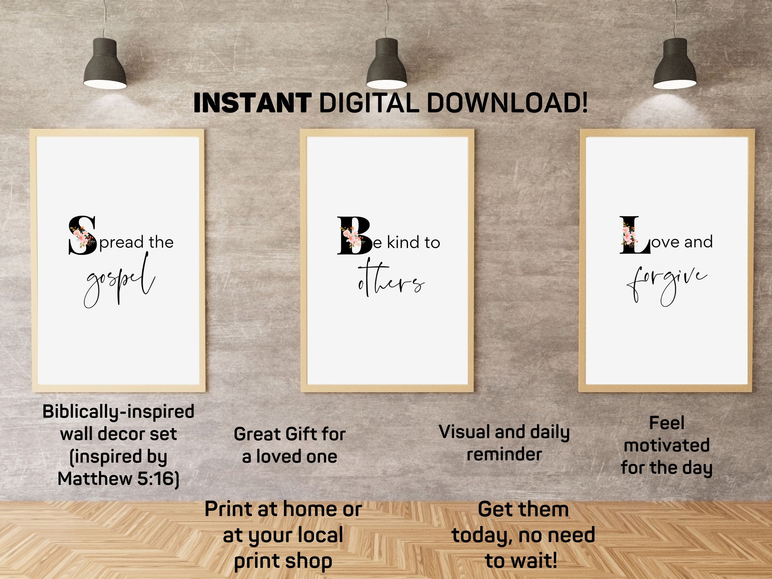 Visual Reference: Christian Wall Art Set Of 3 Spread The Gospel Be