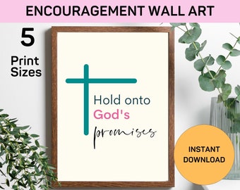 Encouragement Wall Art Inspirational Quotes Printable Download Religious, God's Promise Gift For New Home Owner, Biblical Wall Art Digital