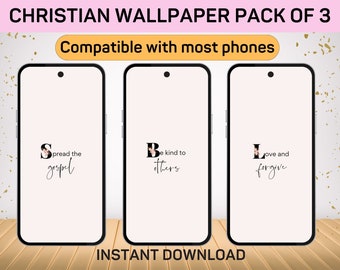 Christelijke telefoonbehangset, minimalistische tekst (digitale download)