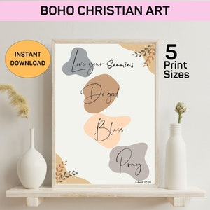 Boho Christian Wall Art Printable, Christian Digital Prints, Boho Quotes, Bible Verse Wall Decor, Love Digital Poster, Christian Home Decor