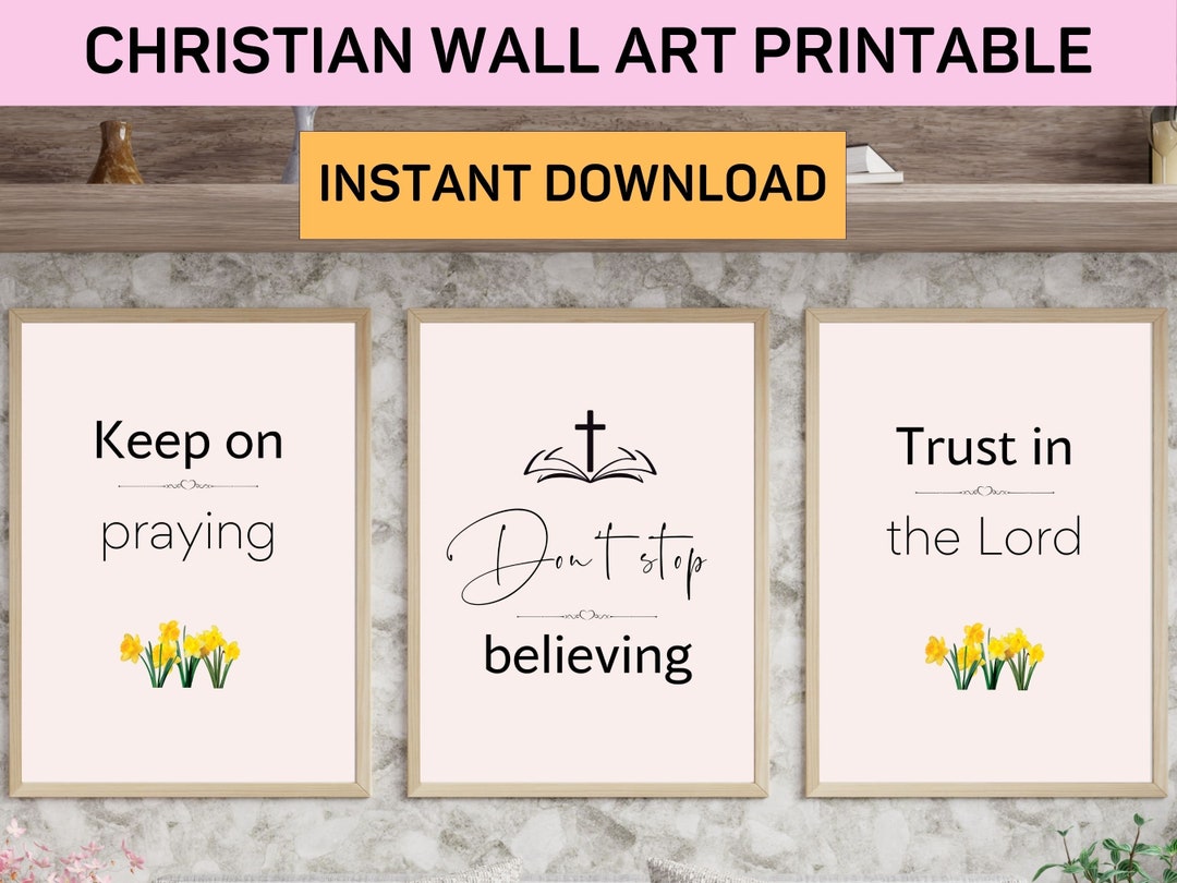 Christian Wall Art Printable Set of 3, Christian Home Decor Gift, Pray ...