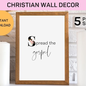 Spread The Gospel Christian Wall Art Printable, Minimalist Modern Art, Unique Christian Gifts, Digital Prints, Christian Home Decor, Inspire