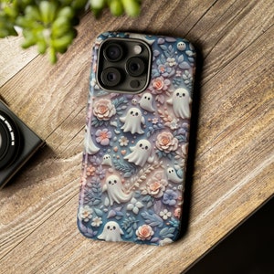 Ghosts Flowers Phone Case - Enchanting Ethereal Clay Autumn and Halloween Aesthetic - Fits All iPhones, Samsung Galaxy, & Google Pixel