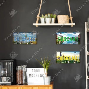 Weltberühmte Land Städte Nationalen Stil Nummernschilder Vintage Plaque Metallschild Wanddekor Hausbar Malerei Poster Milano Barcelona