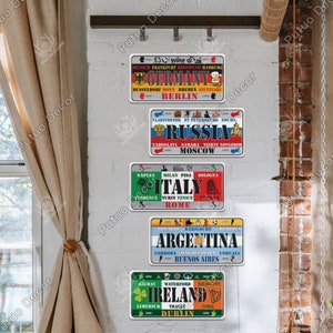 Paesi del mondo Stile nazionale Bandiera Targa Targa vintage Segno in metallo Decorazione da parete Bar per la casa Pittura Poster Italia Argentina Irlanda