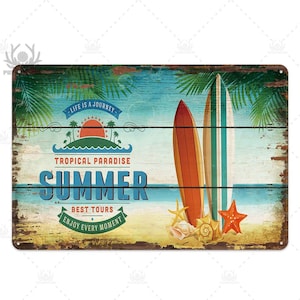 Beach Tin Sign Plaque Metal Vintage Poster Metal Wall Decoration Bar ...