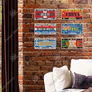 Welt Länder Nationalen Stil Flaggen Nummernschild Vintage Plaque Metallschild Wanddekoration Home Bar Malerei Poster Mexiko Griechenland China