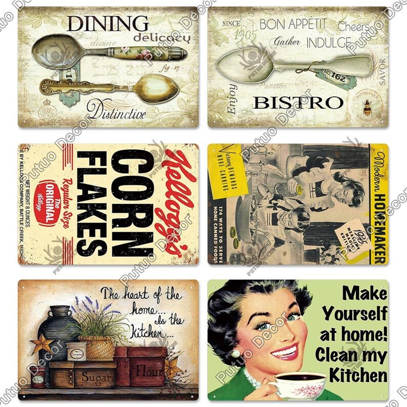 Retro Style Kitchen Metal Rustic Tin Sign Dinning Room Restaurant ...