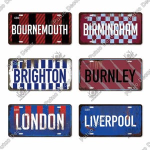 British City Nummernschild Metall Vintage Dekorative Plakette Zeichen Home Wand Poster Bournemouth Birmingham Brighton Burnley London England