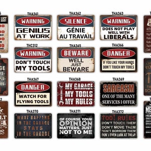 Vintage Style Warning Funny Metal Tin Sign for Garage Decor - Beware of Garage Rules - Perfect for a Man Cave or Wall Decoration
