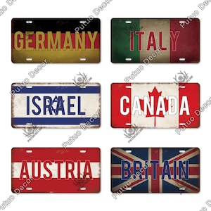 Pays du monde drapeaux de style national plaques d'immatriculation plaque vintage signe en métal décoration murale maison bar peinture affiche allemagne italie Canada