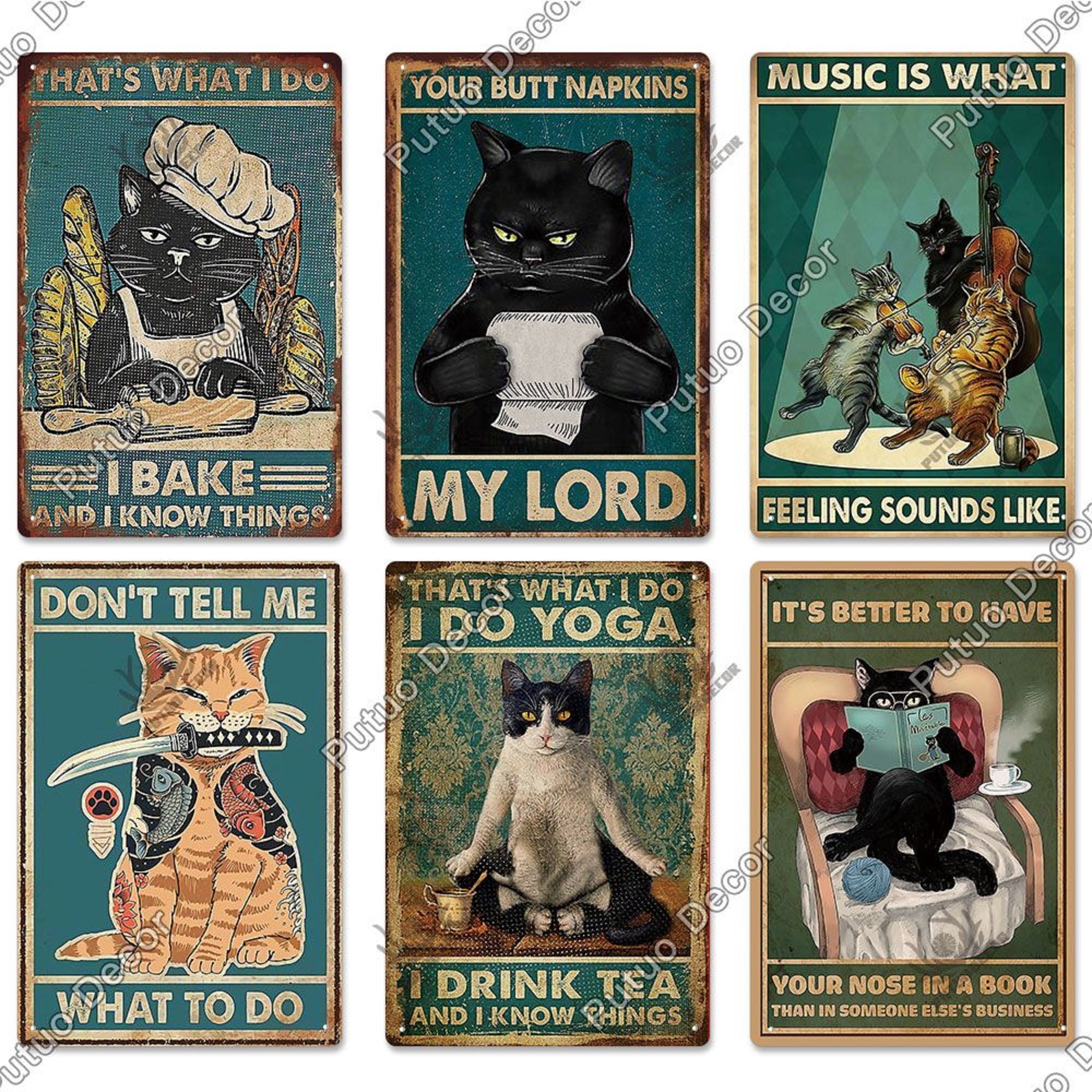 Targa In Latta 'Are You Pooping?' Con Gatto – Cartello Divertente Per Bagno 20x30 Cm - 3