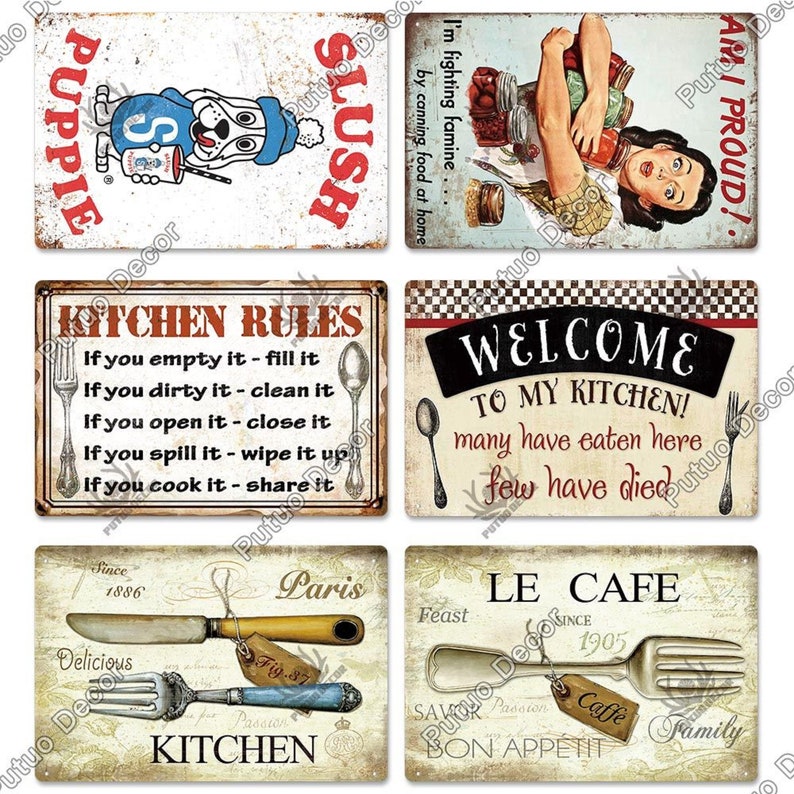 Retro Style Kitchen Metal Rustic Tin Sign Dinning Room Restaurant ...