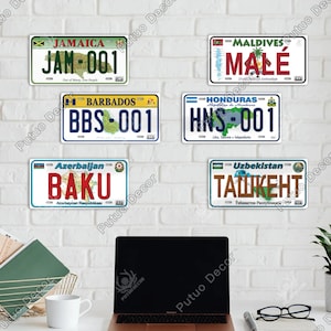 Plaques d'immatriculation sur le thème des pays du monde vintage rouillé souvenir de voyage plaque patriotique en étain décoration murale signe affiche jamaïque barbade