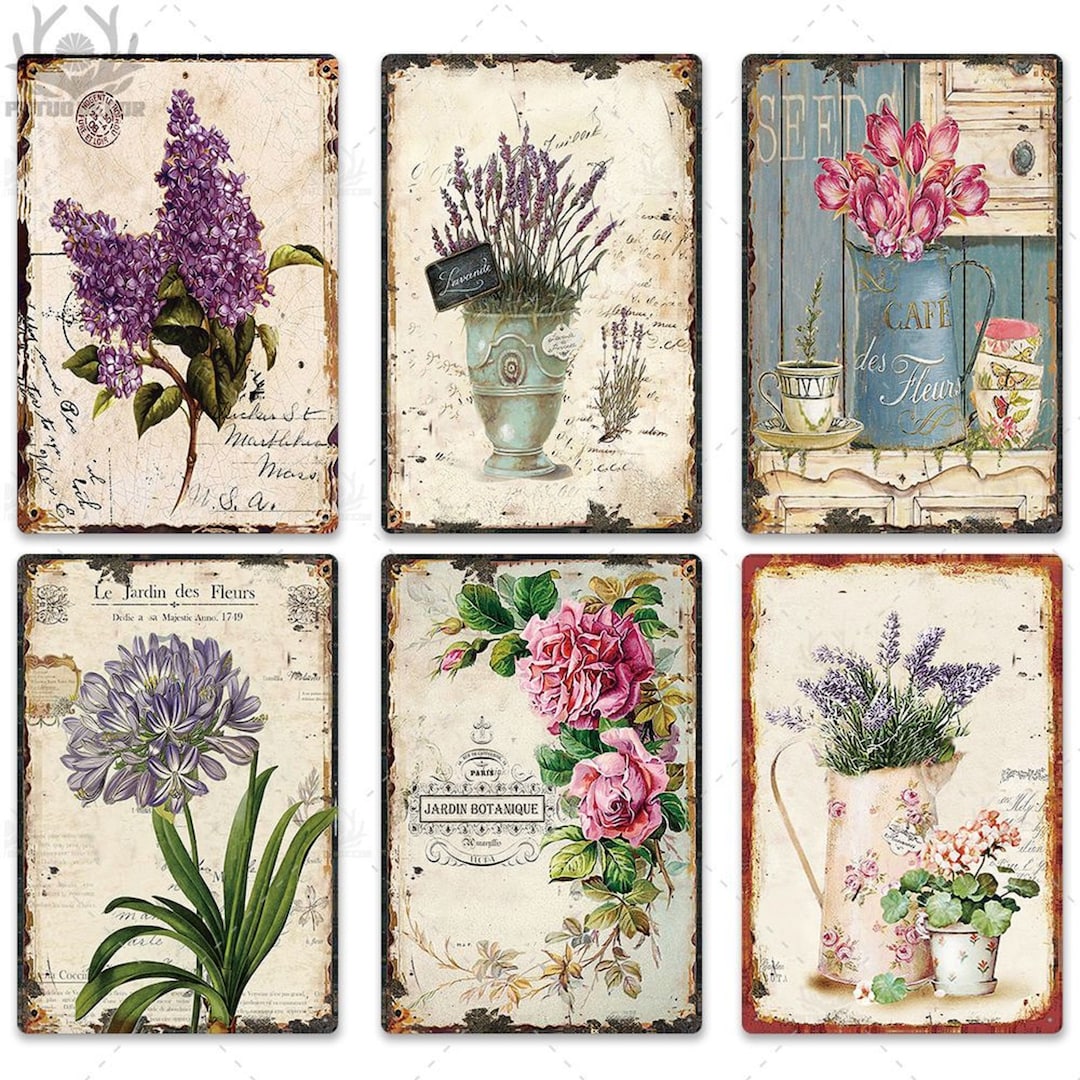 Vintage Tin Sign Flowers White Daisy with Dew Drop Metal Sign Retro Wall Decor, 12 X 8 INCH