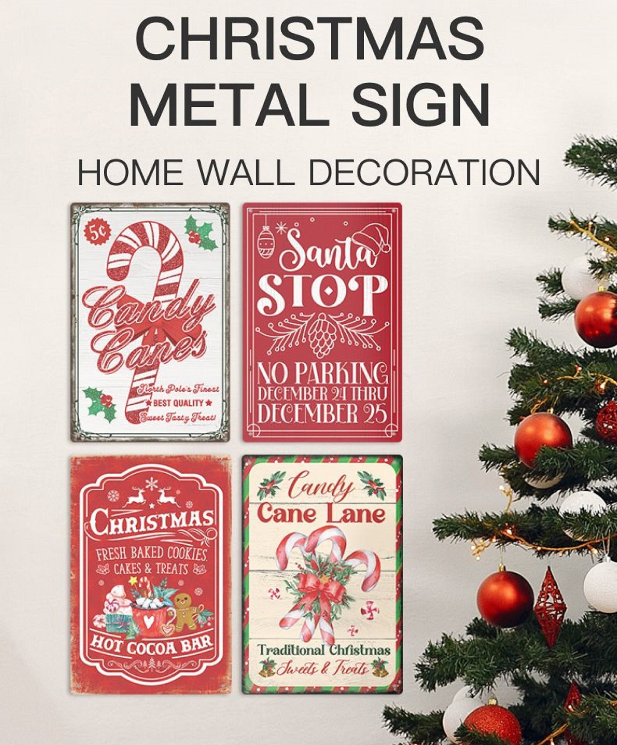 Merry Christmas Vintage Metal Tin Sign Fresh Baked Cookies Cakes