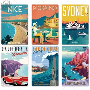 Targa in metallo con scritta "World Travel Destinations", targa in metallo vintage, poster da parete per casa, soggiorno, casa sulla spiaggia, dipinto su ferro, Nice Portofino