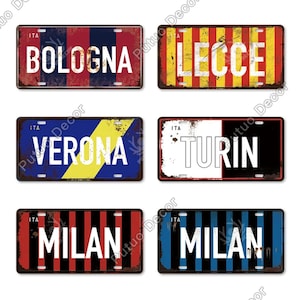 Italienische Stadt Nummernschild Metall Vintage Dekorative Plakette Blechschild Home Wand Italien Tourismus Reise Poster Bologna Lecce VERONA Turin Mailand