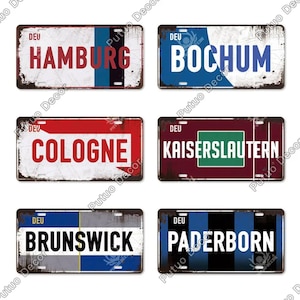 Germany Städte Nummernschild Vintage Plakette Metallschild Wanddekoration Home Bar Gemälde Poster Hamburg Köln Hamburg Brunswick DEU