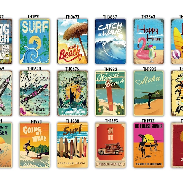 Surfen Strand Zomer Retro Stijl Metalen Tin Teken Plaquette Muur Decor Rustieke Poster voor Bar Beach House Surf Club