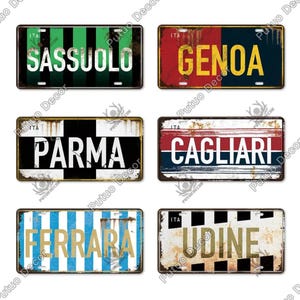 Italienische Stadt Nummernschild Metall Vintage Dekorative Plakette Blechschild Home Wand Reise Poster Sassuolo Genua Parma Cagliari Ferrara Udine