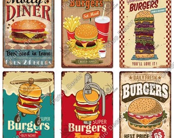 YJ173B240710 Hot Dogs Burgers Pizza Metal Signs Vintage Bar Wall Decor Tin Painting Plaques For Home Kitchen From Taiho_shop, $4.51 - View #2
