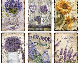 Flower Vintage Tin Sign Retro Metal Poster Shabby Chic Wall Decor for Kitchen Living Dining Room Garden Yard Plate Lavender Garden Sunflower