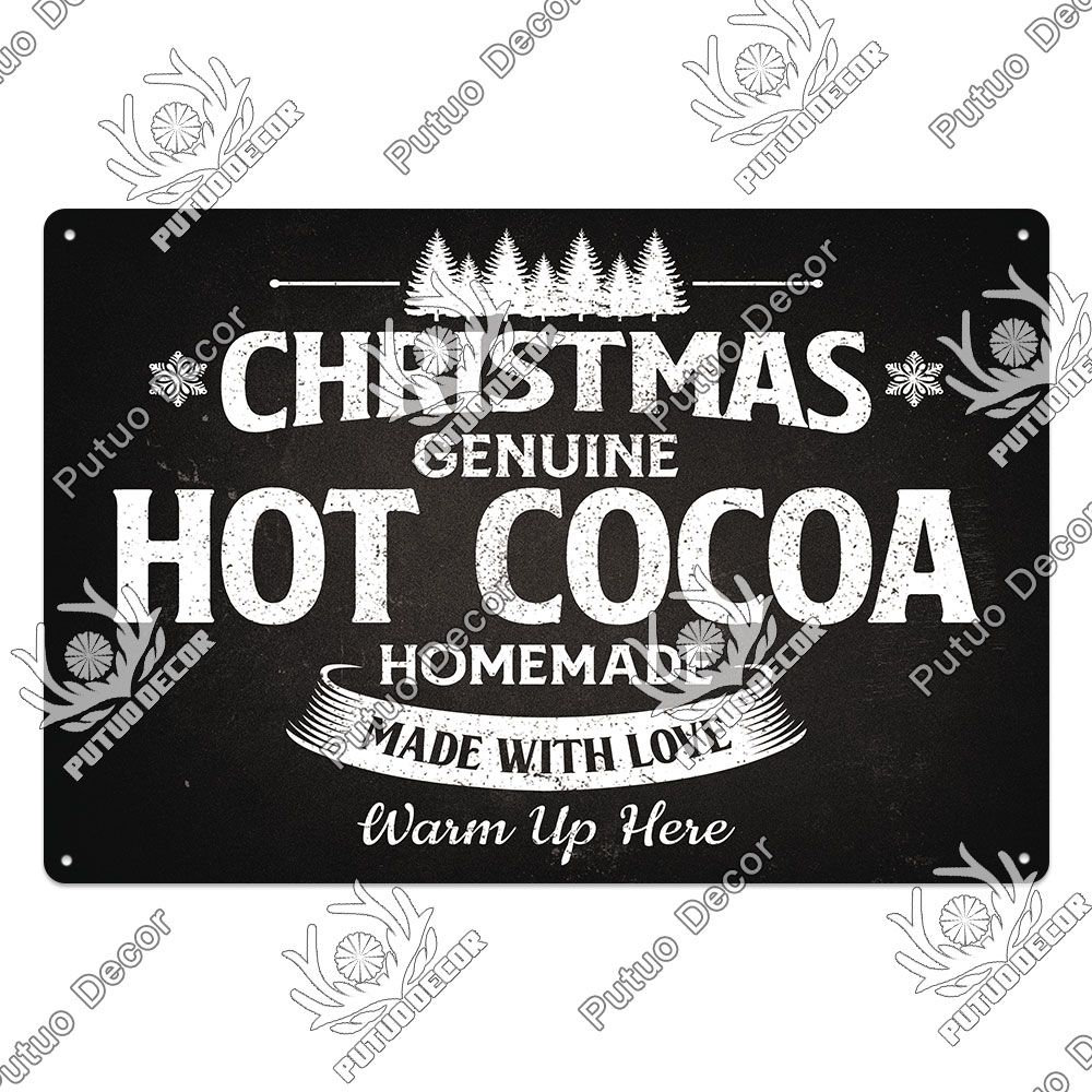 Tin bord Hot Cacao Chocolade Koffiewinkel Muur Kunst Vintage Retro Metalen Poster Wanddecoratie Thuis Kantoor Bar Garage Cafe Hotel Heren Grot Club Tin Bord 6x8 Inch