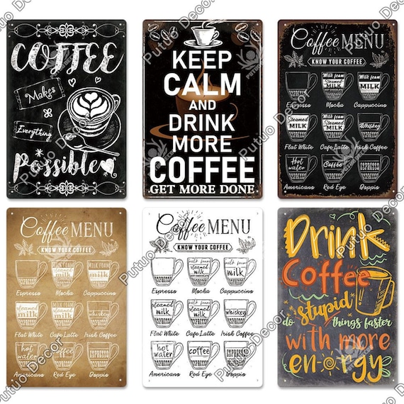 Targa Decorativa Vintage In Metallo 'Caffè' Con Rilievo - 20x30 Cm, Per Bar, Ristorante E Cucina, Stile Retrò
