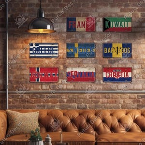 Pays du monde drapeaux de style national plaques d'immatriculation plaque vintage signe en métal décoration murale maison bar peinture affiche France barbade croatie