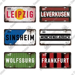Deutschland Städte Nummernschilder Vintage Plakette Metallschild Wanddekoration Home Bar Gemälde Poster Leipzig Leverkusen Sinsheim Frankfurt DEU