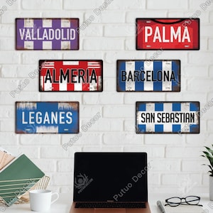 Spanische Stadt Nummernschild Metall Vintage Dekorative Plakette Blechschild Wand Poster Valladolid Palma Almeraria Barcelona San Sebastián Leganés