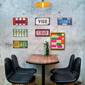Spanische Stadt Nummernschild Metall Vintage Dekorative Plakette Blechschild Wand Zuhause Spanien Reise Poster Madrid Vigo Leganés Seville Getafe Eibar