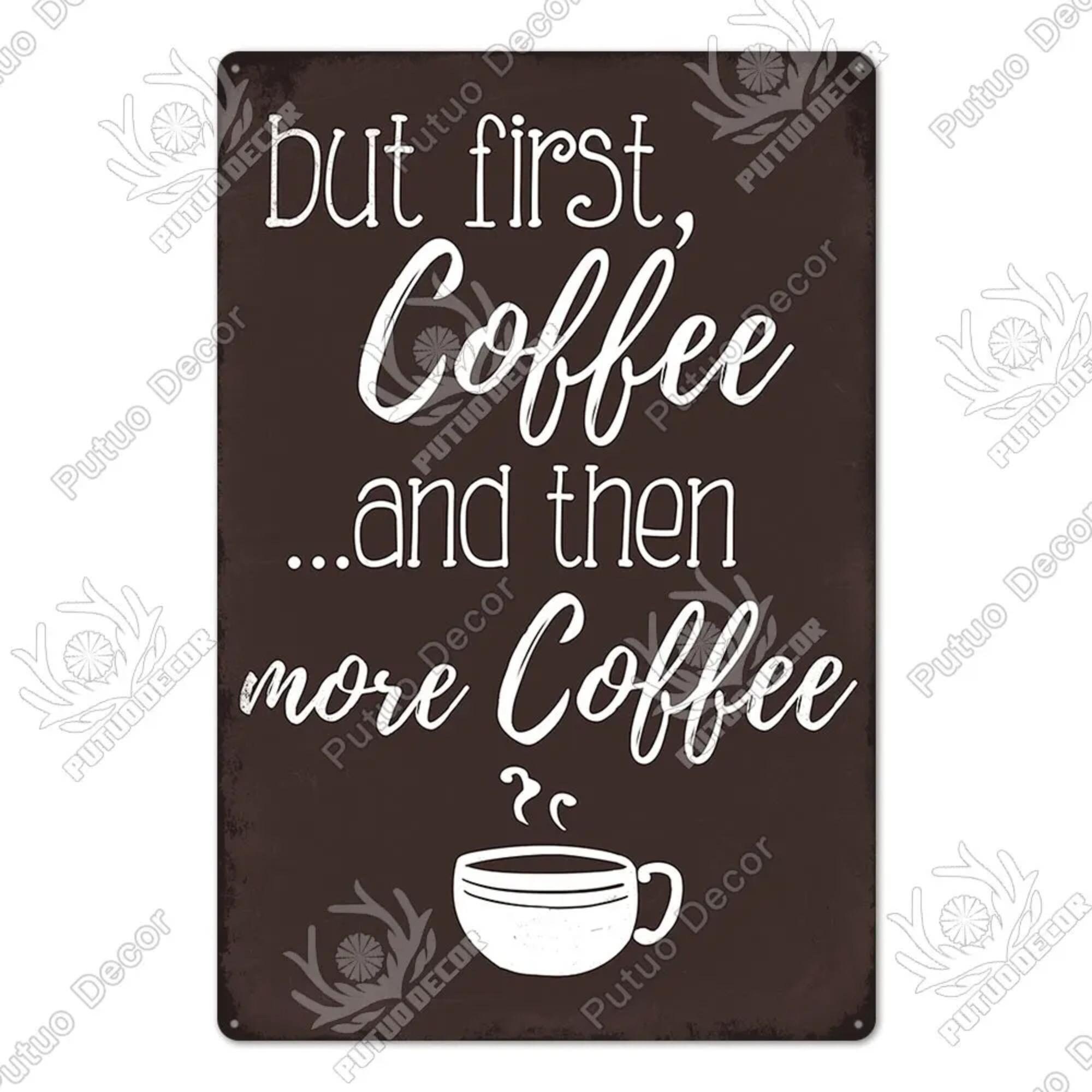 Coffee Caffeine Vintage Tin Sign Metal Sign Plaque Retro Plate Cafe ...