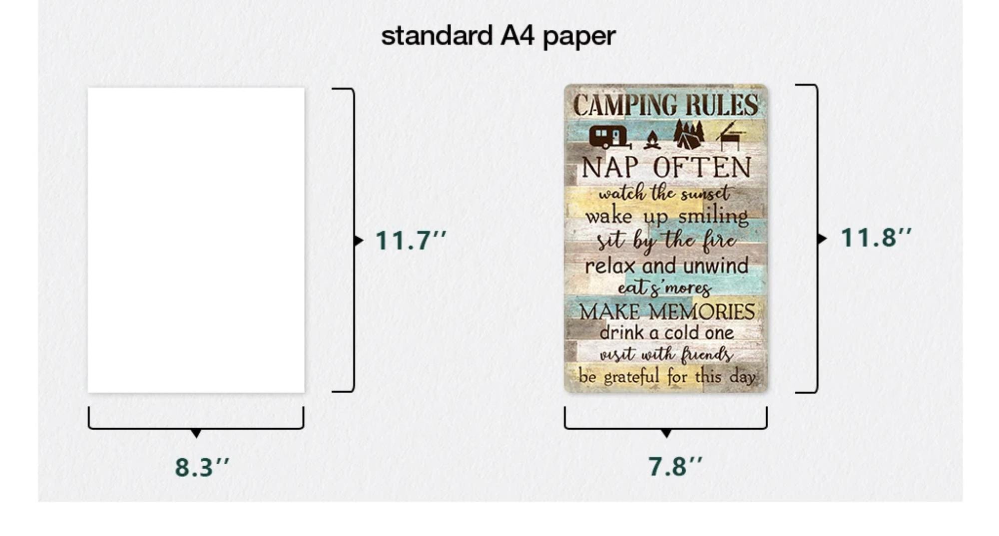 Vintage Camping Rules Metal Sign Funny Camper Tin Plaque Retirement ...