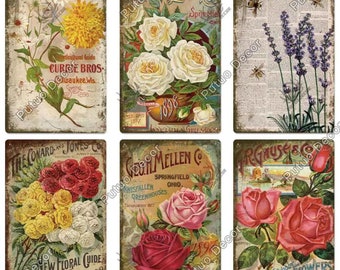 Flower Vintage Tin Sign Retro Metal Poster Shabby Chic Wall Decor for Kitchen Living Dining Room Garden Yard Plate Lavender Roses Greenhouse