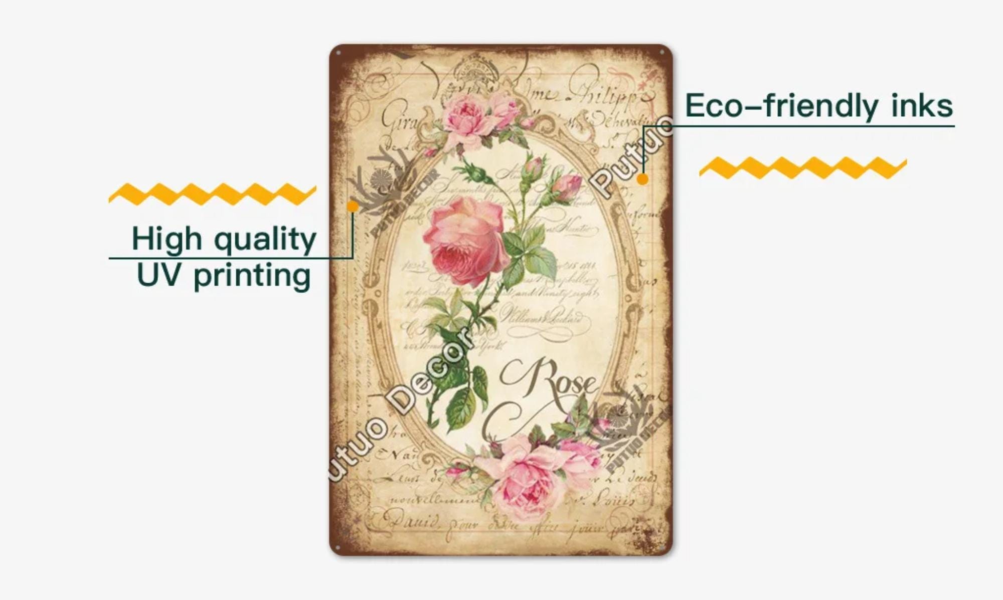Metall-Blechschild Vintage Rose – 20x30 Cm, Shabby Chic Wanddeko Für Garten, Bad & Wohnung