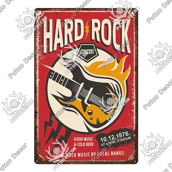 Rock Band Metal Tin Sign - 8x12 Inch Retro Music Wall Decor For Bar, Garage & Man Cave