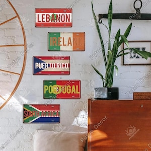 Welt Länder Nationalen Stil Flaggen Nummernschilder Vintage Plaque Metallschild Wanddekor Hausbar Malerei Poster Irland Portugal Norwegen