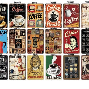 Vintage Style Coffee Theme Metal Tin Sign Kitchen Bar Pub Cafe Wall Art Poster Retro Plaque. Perfect for coffee lovers.