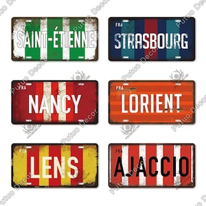 Französische Stadt Nummernschild Metall Vintage Dekorative Plakette Blechschild Wand Home Poster Saint-Étienne Straßburg Nancy Lorient Linse Ajaccio