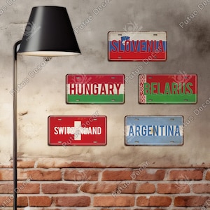 Welt Länder Nationalen Stil Flaggen Nummernschilder Vintage Plaque Metallschild Wanddekoration Home Bar Malerei Poster Argentinien Griechenland Ungarn