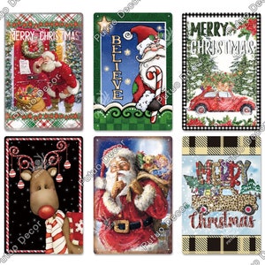 Merry Christmas Joy Vintage Metal Sign Metal Poster Tin Plaque for Navidad Room Home Wall Christmas Noel Decoration Santa Claus Believe