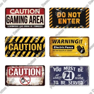 Vintage Metal License Tin Plate Signs Caution Gaming Area Do Not Enter Electric Fence 21+ Warning Wall Decor Home Bar Retro Style Plaque