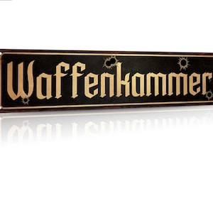 ドイツ製ヴィンテージメタルWaffenkammerサイン　オールドロードプレート　素朴な標識　壁飾り　自宅　ファームハウス　ガレージ　男の隠れ家　小屋　工具室用